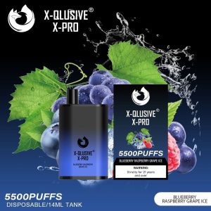 X-QLUSIVE X-PRO BLUEBERRY RASPBERRY GRAPE  – 5500 PUFFS