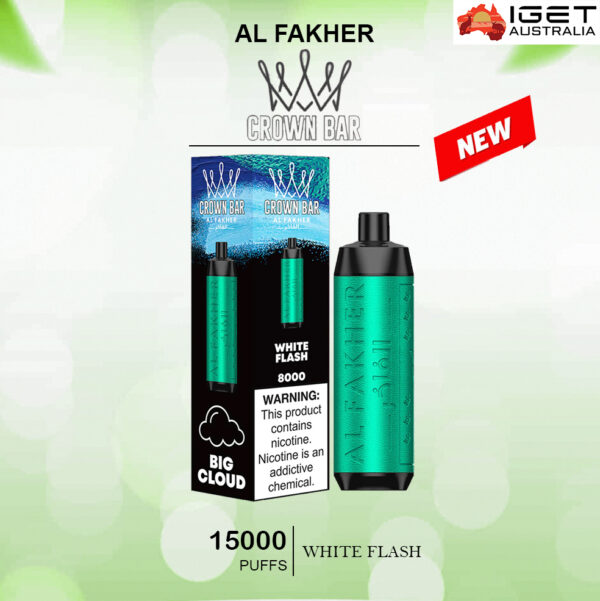 ALFAKHER CROWN BAR - WHITE FLASH - 15000 PUFFS